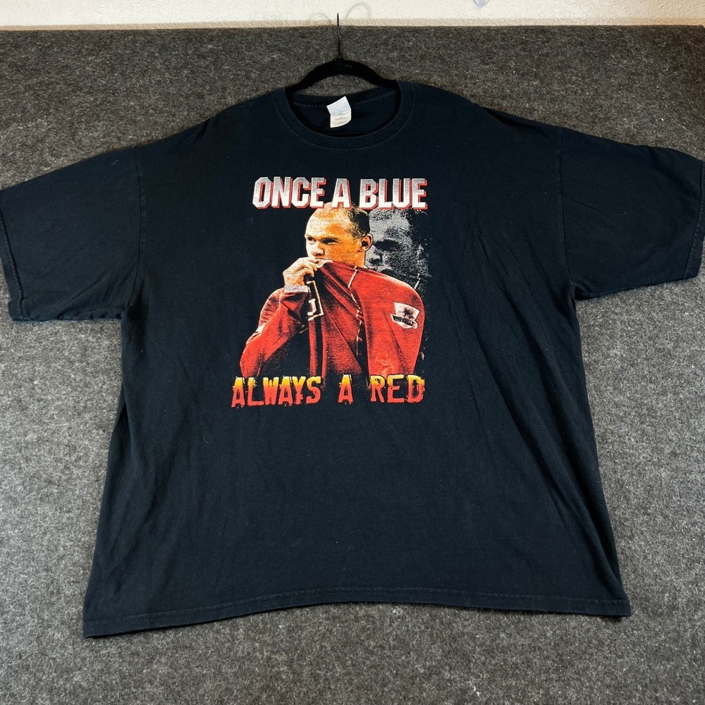 VTG Wayne Rooney Manchester United Shirt 2XL Black Once A Blue Always A Red Tee